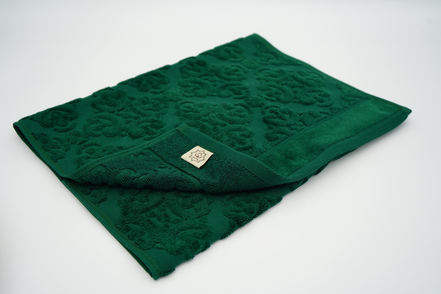 Emerald Green Damask Jacquard Towel