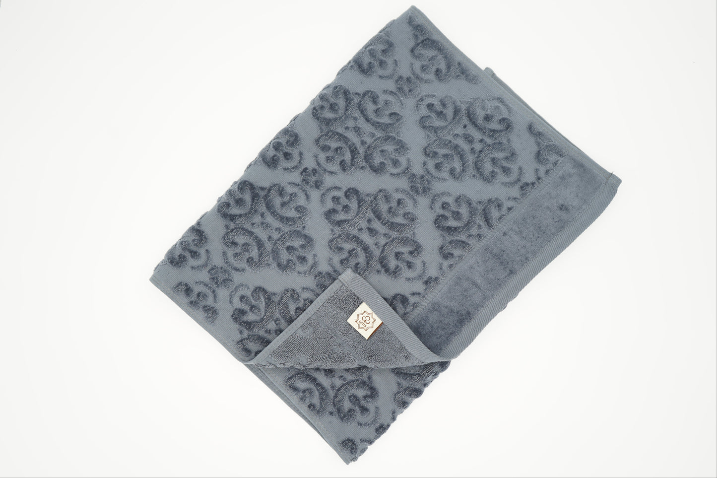 Charcoal Grey Damask Jacquard Towel – 70 × 140 cm
