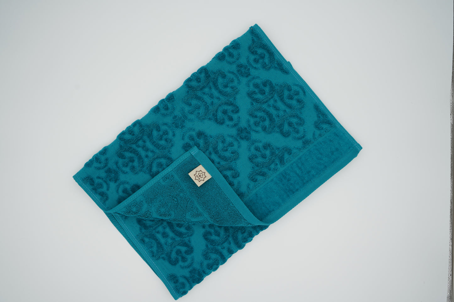 Turquoise Damask Jacquard Towel – 70 × 140 cm