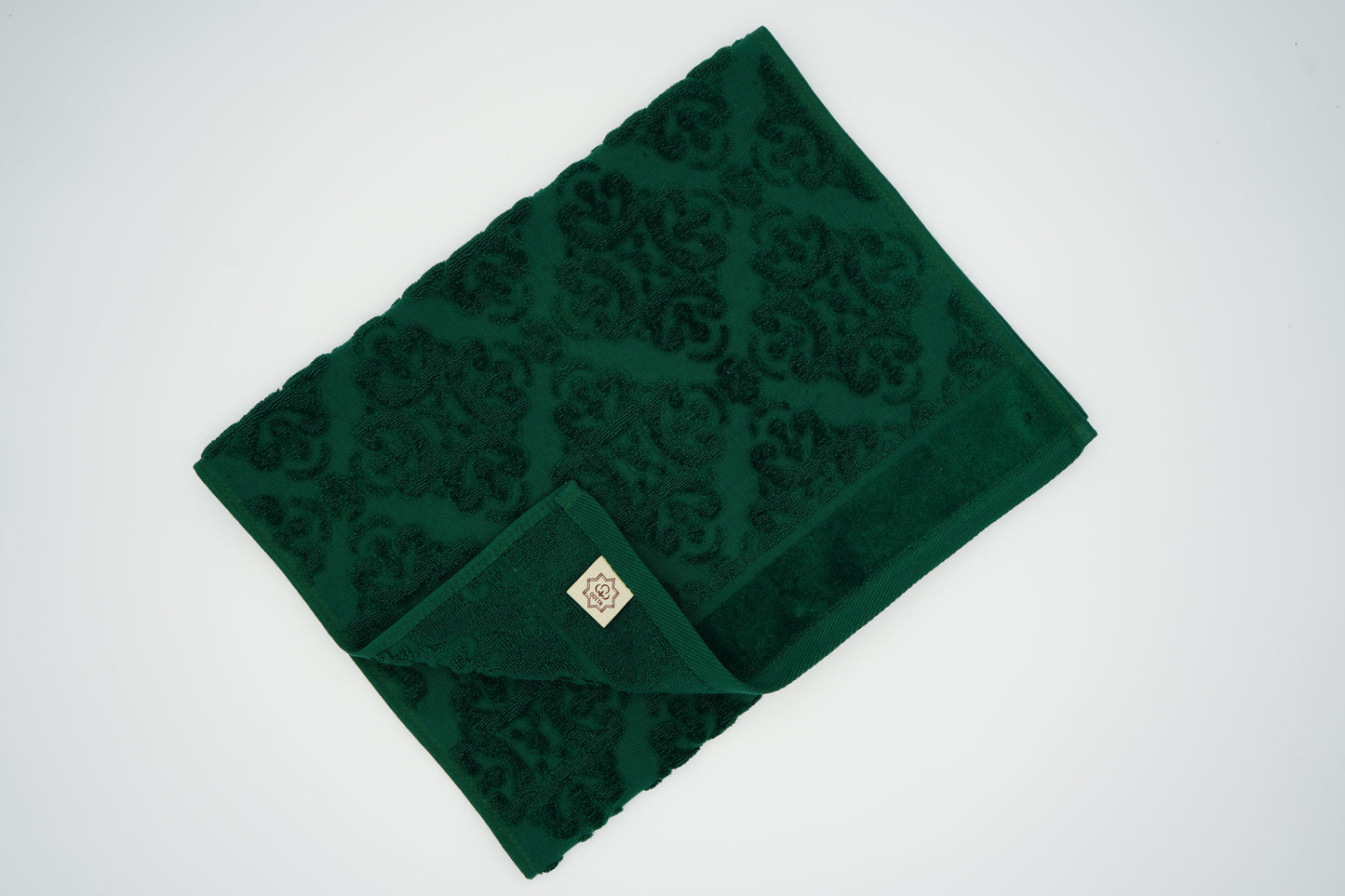 Emerald Green Damask Jacquard Towel