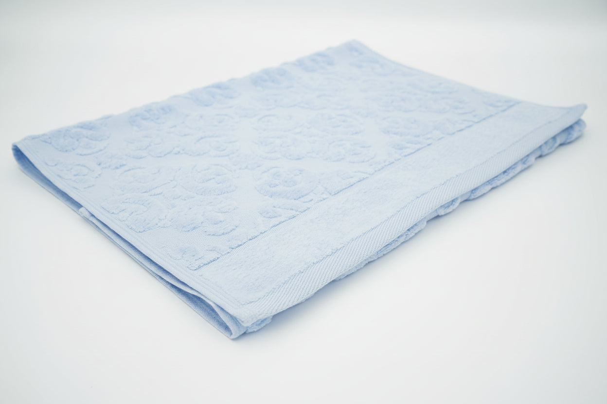 Sky Blue Damask Jacquard Towel – 70 × 140 cm