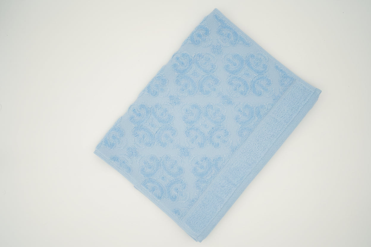 Sky Blue Damask Jacquard Towel – 70 × 140 cm