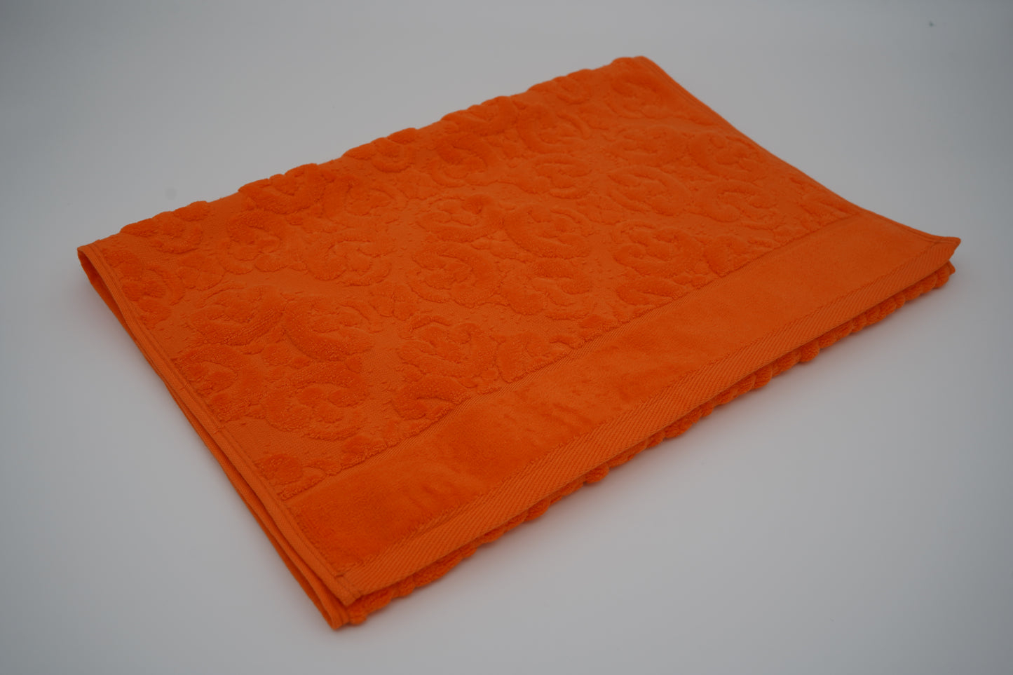 Vibrant Orange Damask Jacquard Towel – 70 × 140 cm