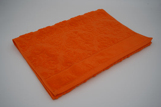 Vibrant Orange Damask Jacquard Towel – 70 × 140 cm
