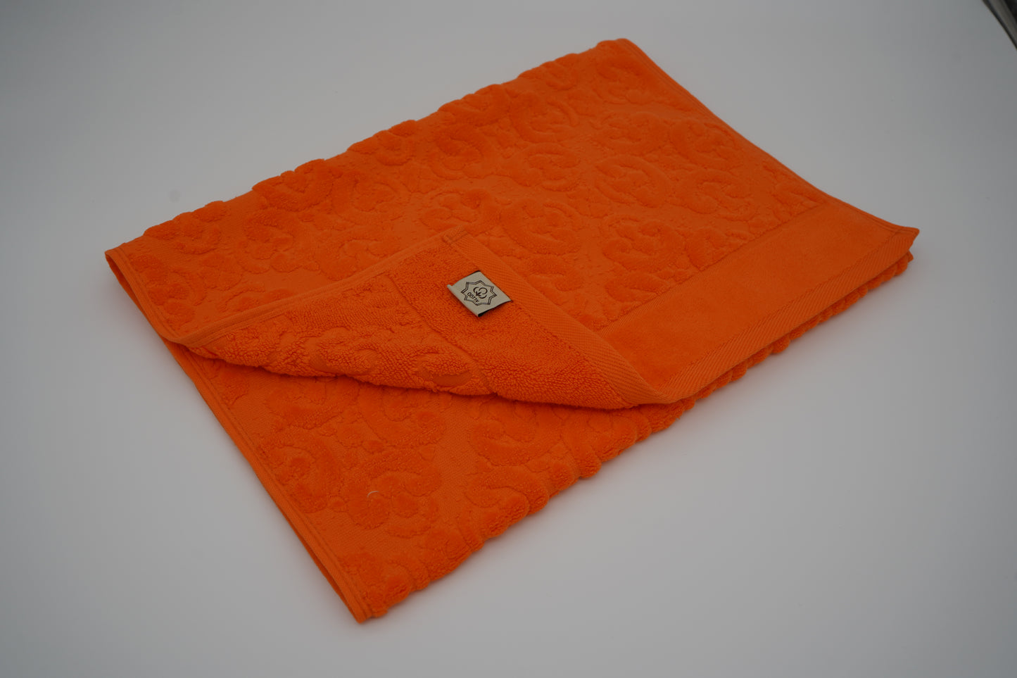 Vibrant Orange Damask Jacquard Towel – 70 × 140 cm