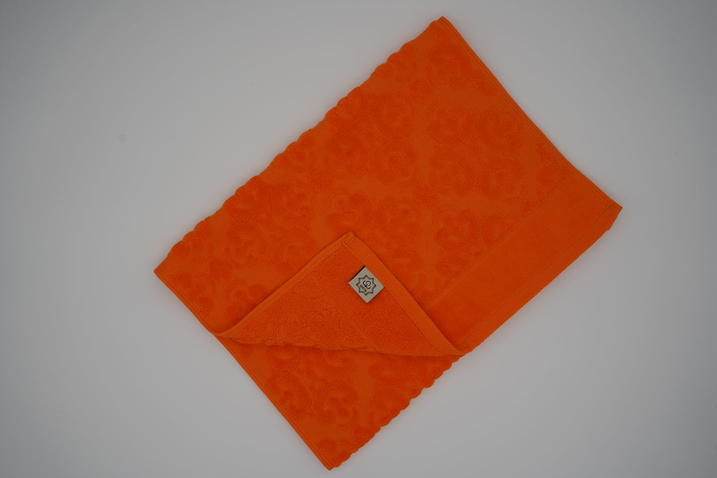 Vibrant Orange Damask Jacquard Towel – 70 × 140 cm